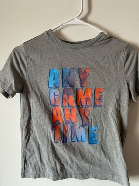 Cat & Jack Grey Tee with Blue and Orange 'Any Game Any Time' Graphic